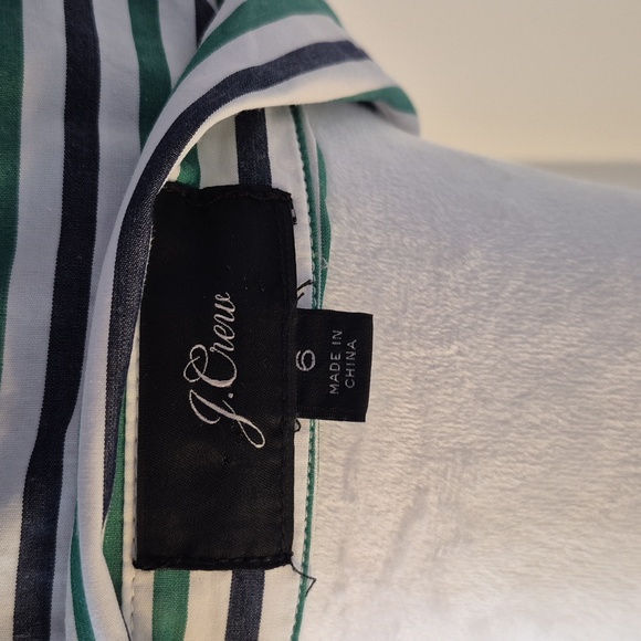J. Crew Multicolour Striped Button Down Belted Tie Waist Midi Shirtdress Size 6 - Picture 7 of 10